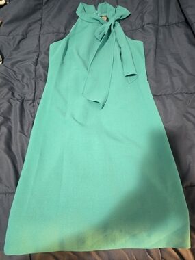 Vince Camuto Teal Tie-Neck Sleeveless Shift Dress